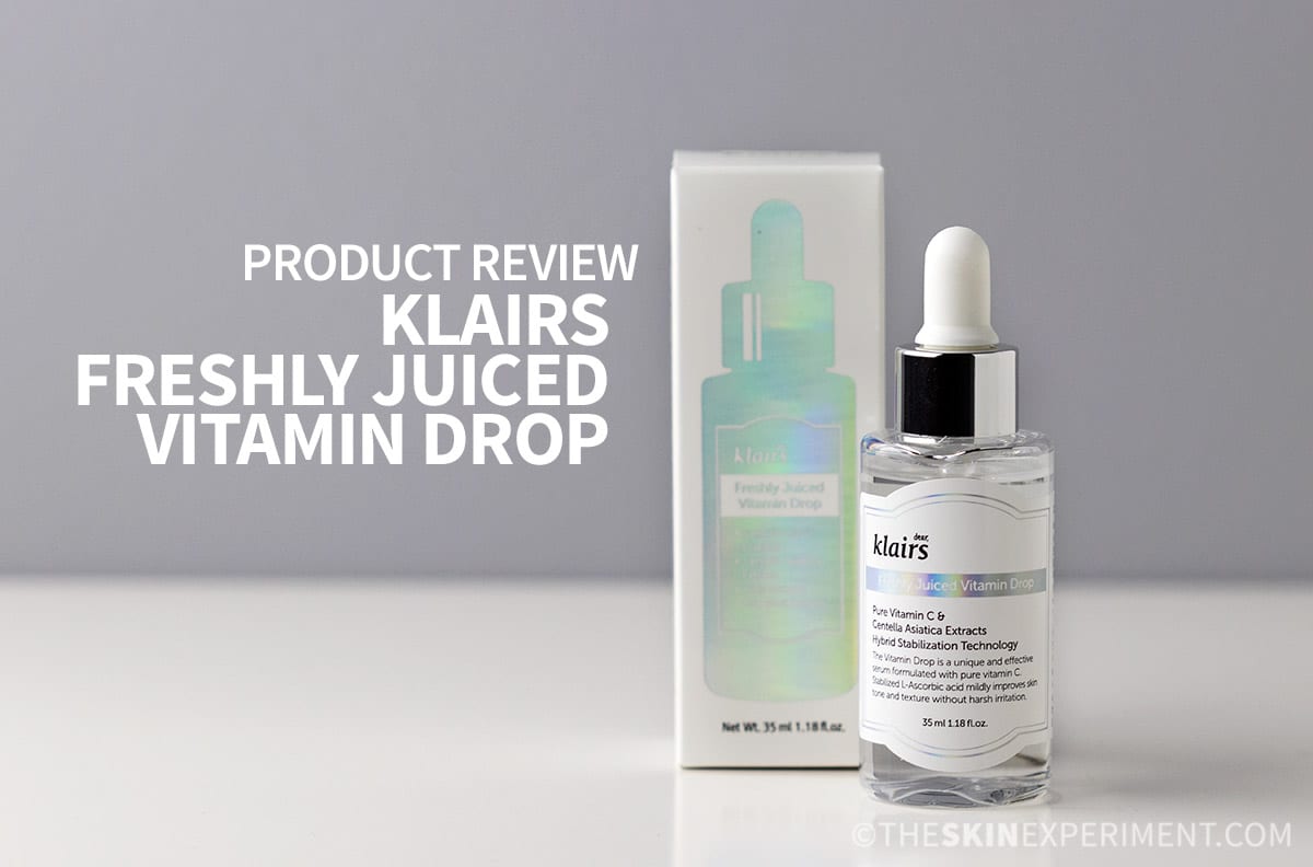 Photo showing bottle and box of Klairs Freshly Juiced Vitamin Drop.